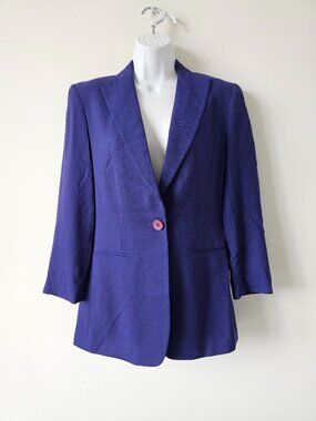 BIBA Wool Royal Blue 1 Button Jacket Blazer 38